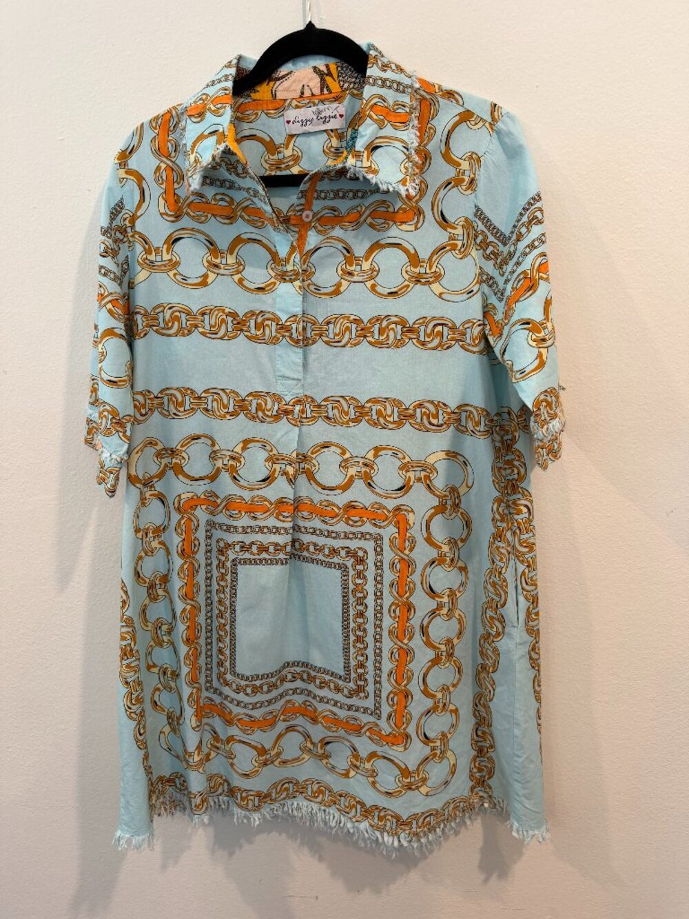 Dizzy Lizzie Chatham Dress Aqua‎ Links Print sz M 8/10 SOLD OUT - Picture 2 of 5
